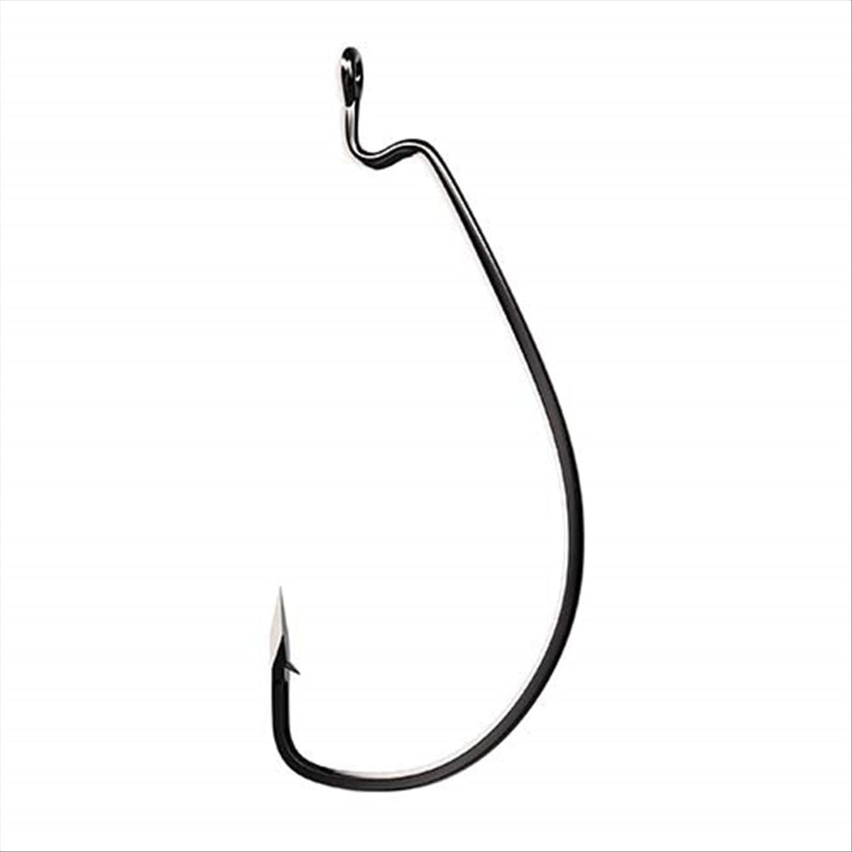 Eagle Claw TK110-4/0 Trokar EWG worm hook with platinum black finish for strong penetrating power.