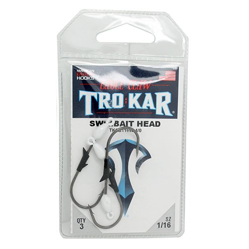 Eagle Claw TKSB116W-4/0 swimbait head white, molded bait keeper detail for secure setup.