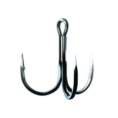 Close-up of TROKAR 3X treble hook showing sharp points for reliable hooksets
