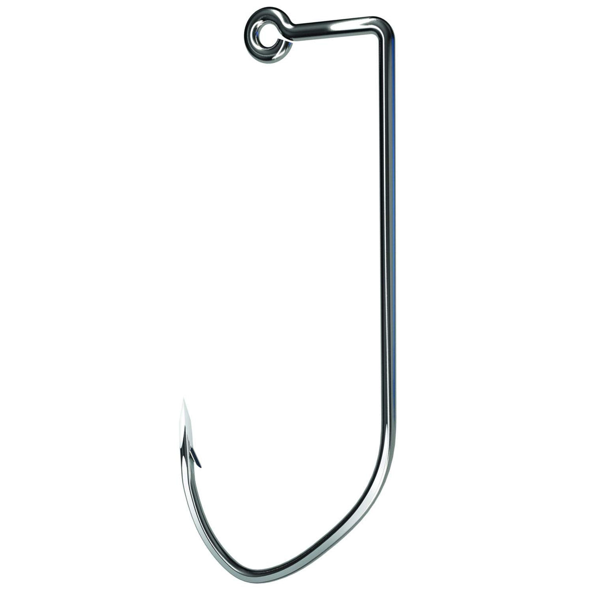 Eagle Claw Trokar Pro-V 570 jig hook, platinum chrome, front view, for precise jigging performance