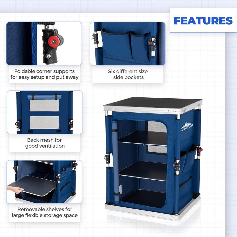 Sturdy aluminum frame construction of the EAGLE PEAK folding table.