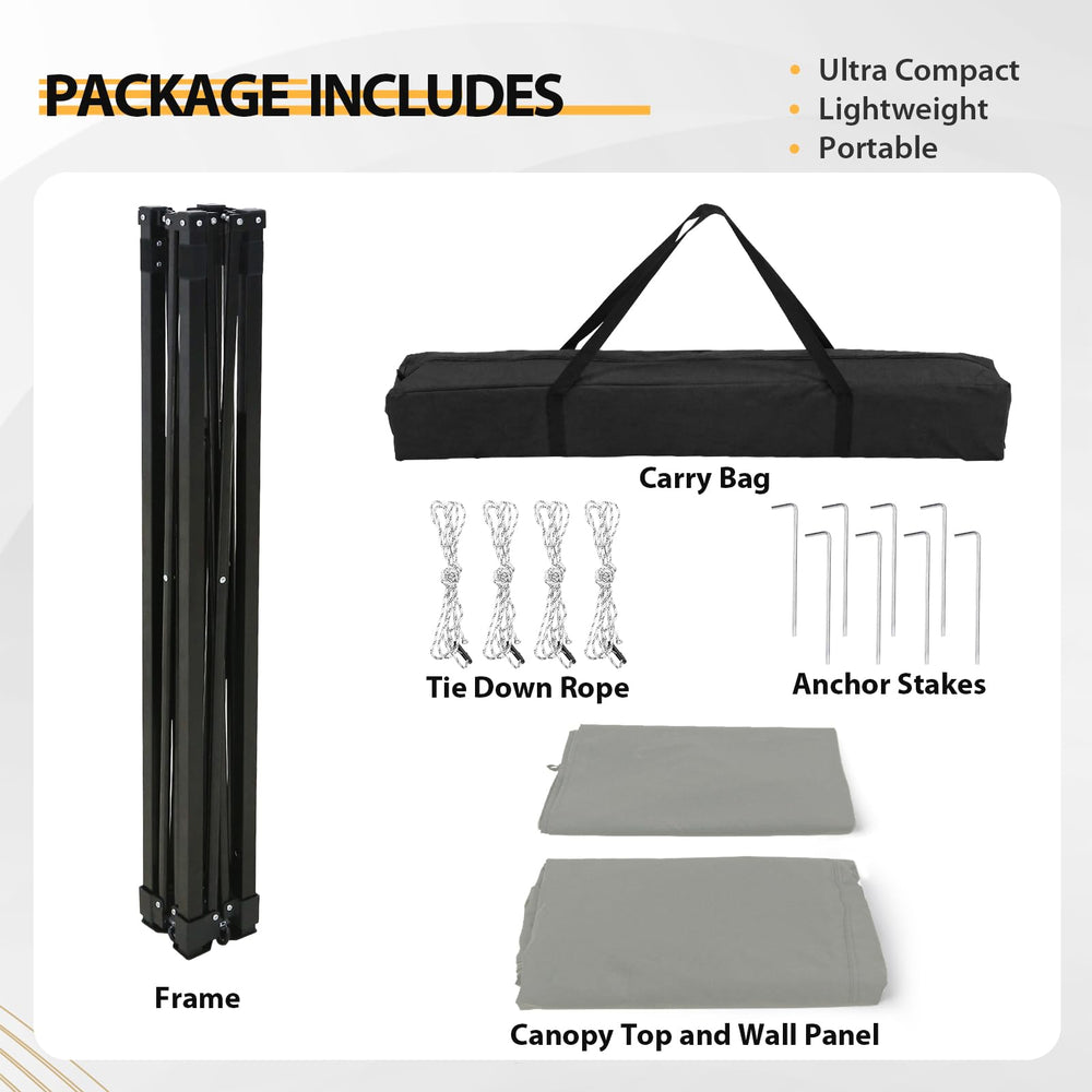 EAGLE PEAK Flex Compact 4x4 canopy folded dimensions for compact storage.
