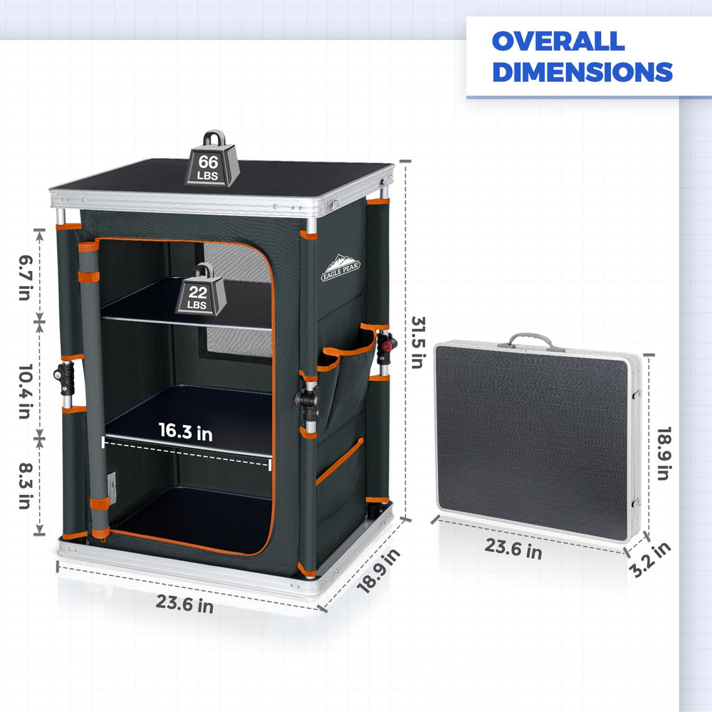Eagle Peak table center zippered compartment keeps snacks secure during travel.