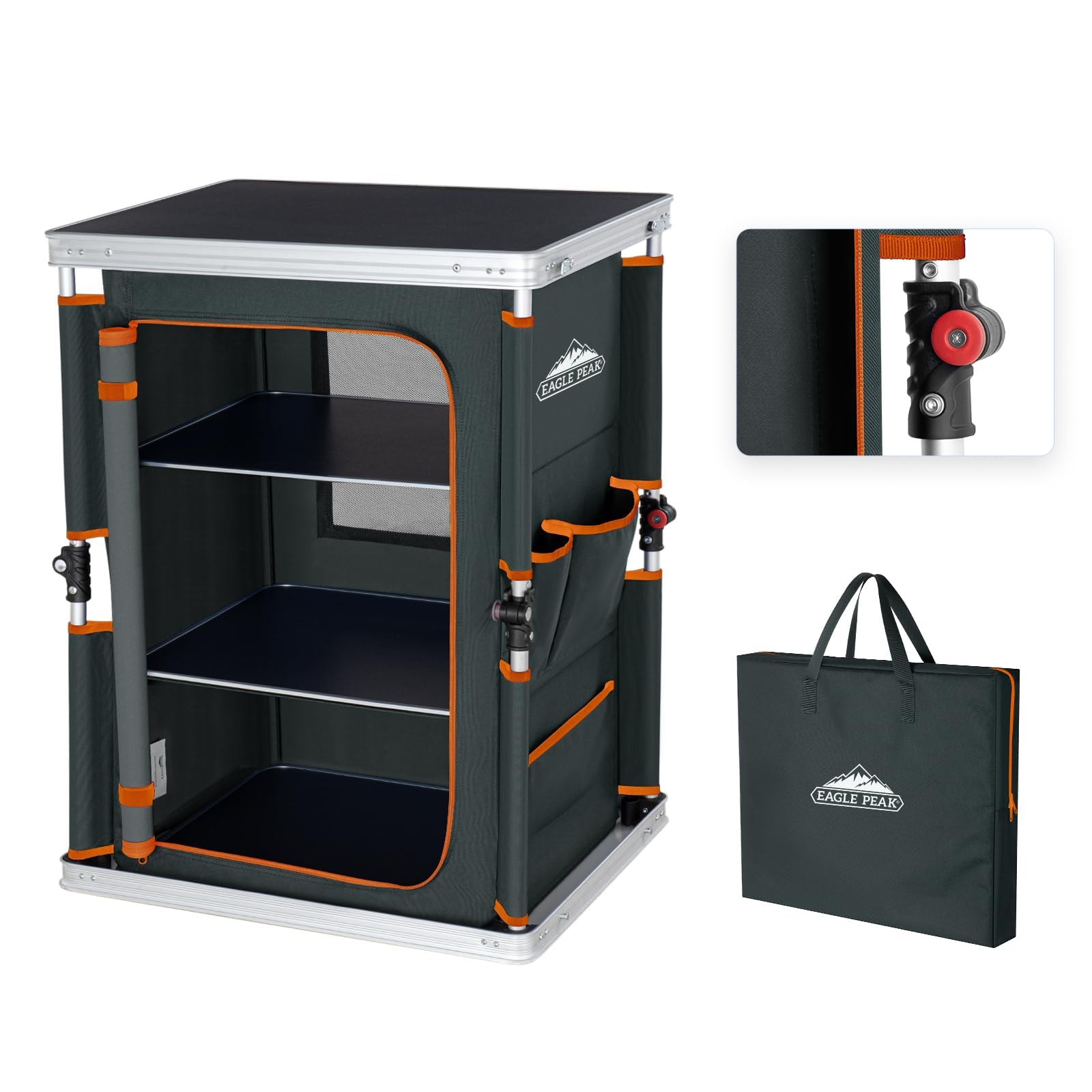 Eagle Peak folding table top view offers a spacious outdoor workspace.