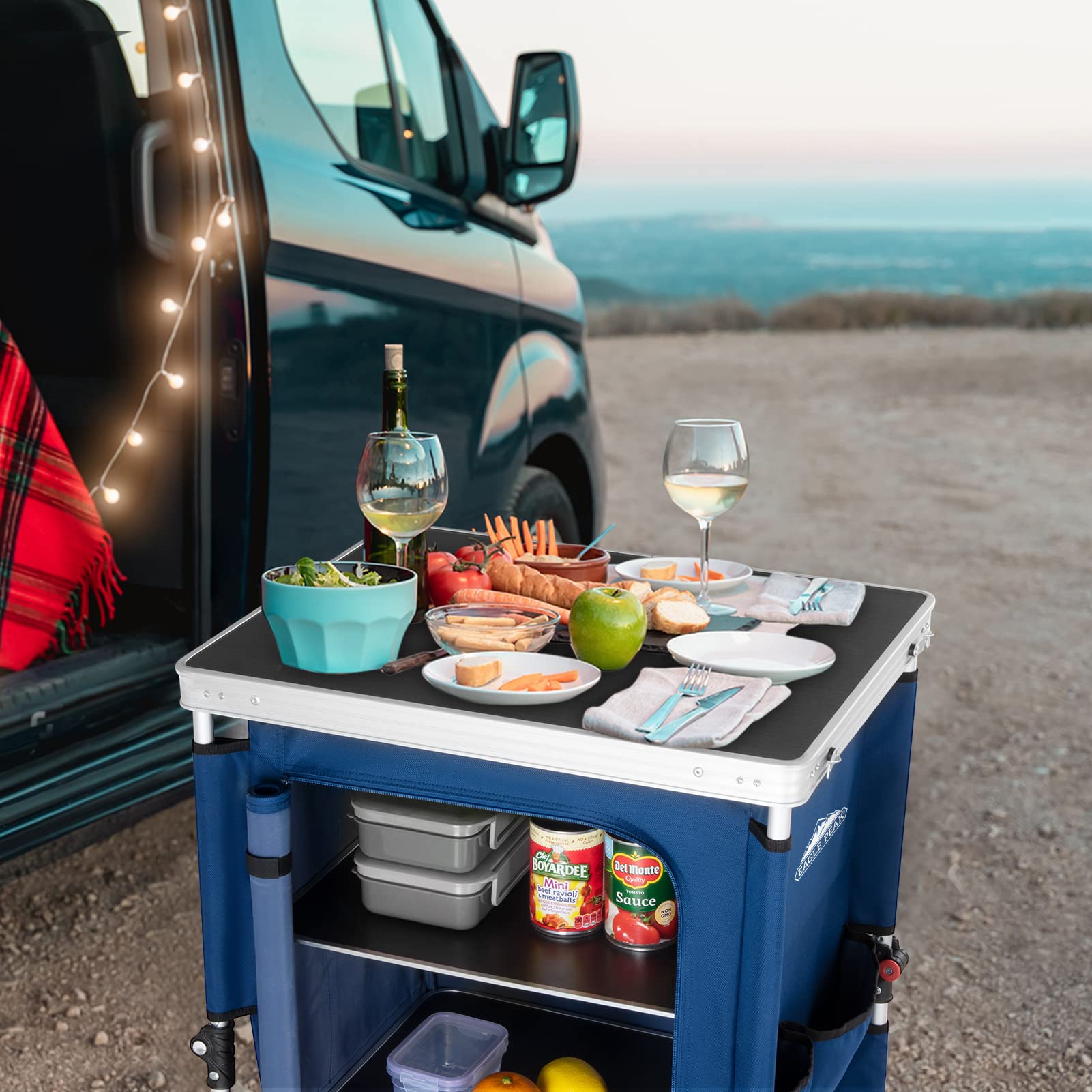 Breathable design with mesh windows on the EAGLE PEAK camping table.