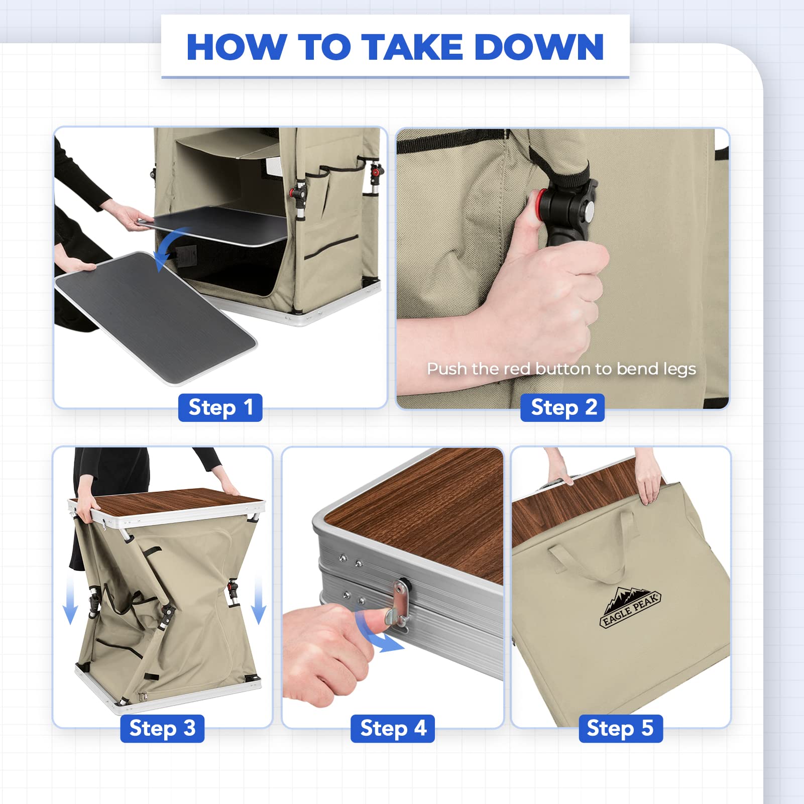 Waterproof desktop on EAGLE PEAK table for easy cleaning