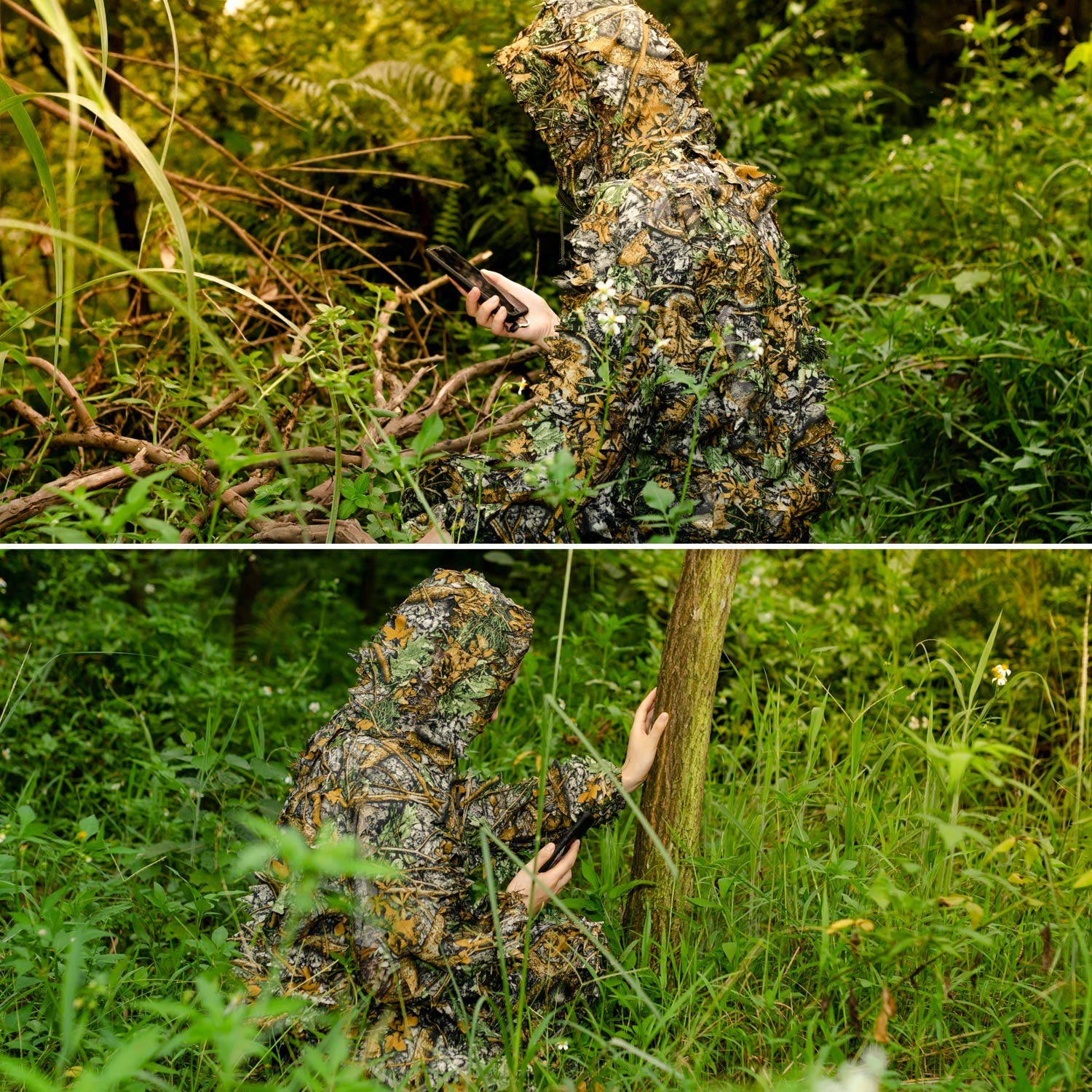 EAmber Ghillie suit 3D leafy gloves feature non-slip grip for steady handling