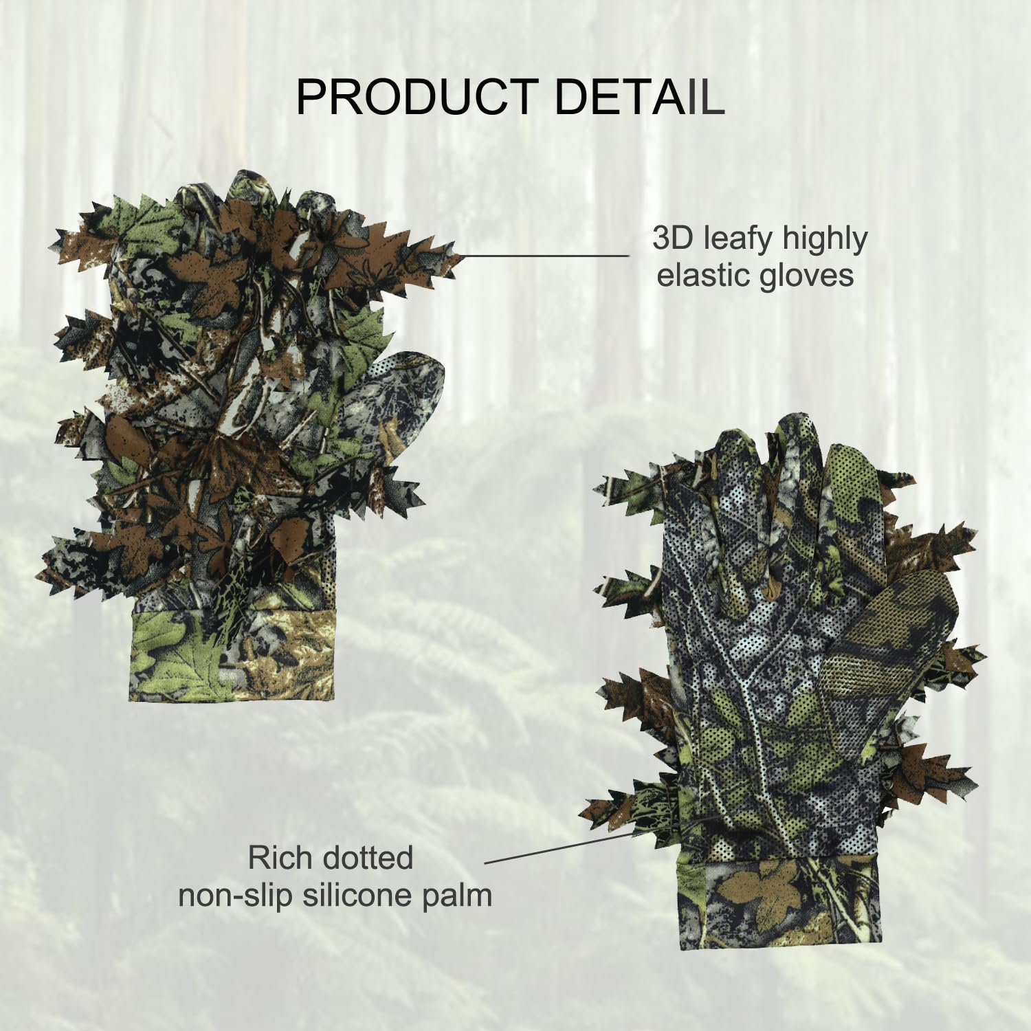EAmber Ghillie suit 3D leafy hat provides broad field of view while blending into foliage