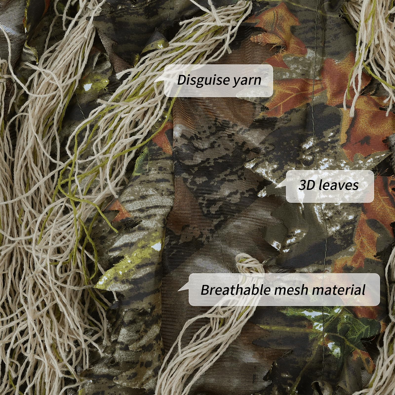EAmber Ghillie suit elastic waist pants enable easy size adjustment on active hunts.