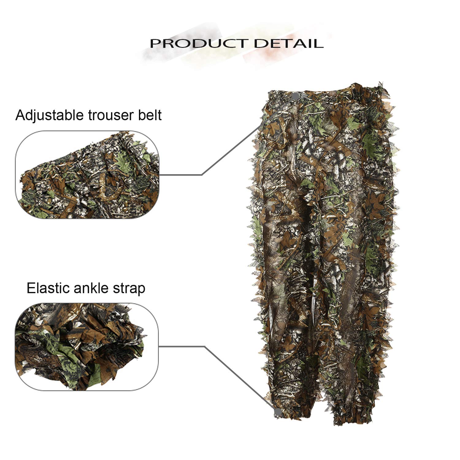 EAmber Ghillie suit elastic waist allows easy sizing and secure fit