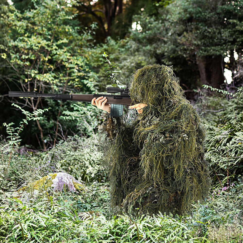 EAmber Ghillie suit lightweight comfort ideal for extended outdoor usage and layered outfits.