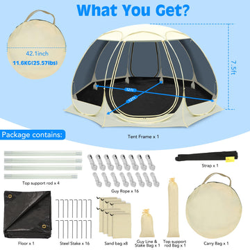 Eapele pop-up screen room 8-sided mesh for enhanced airflow