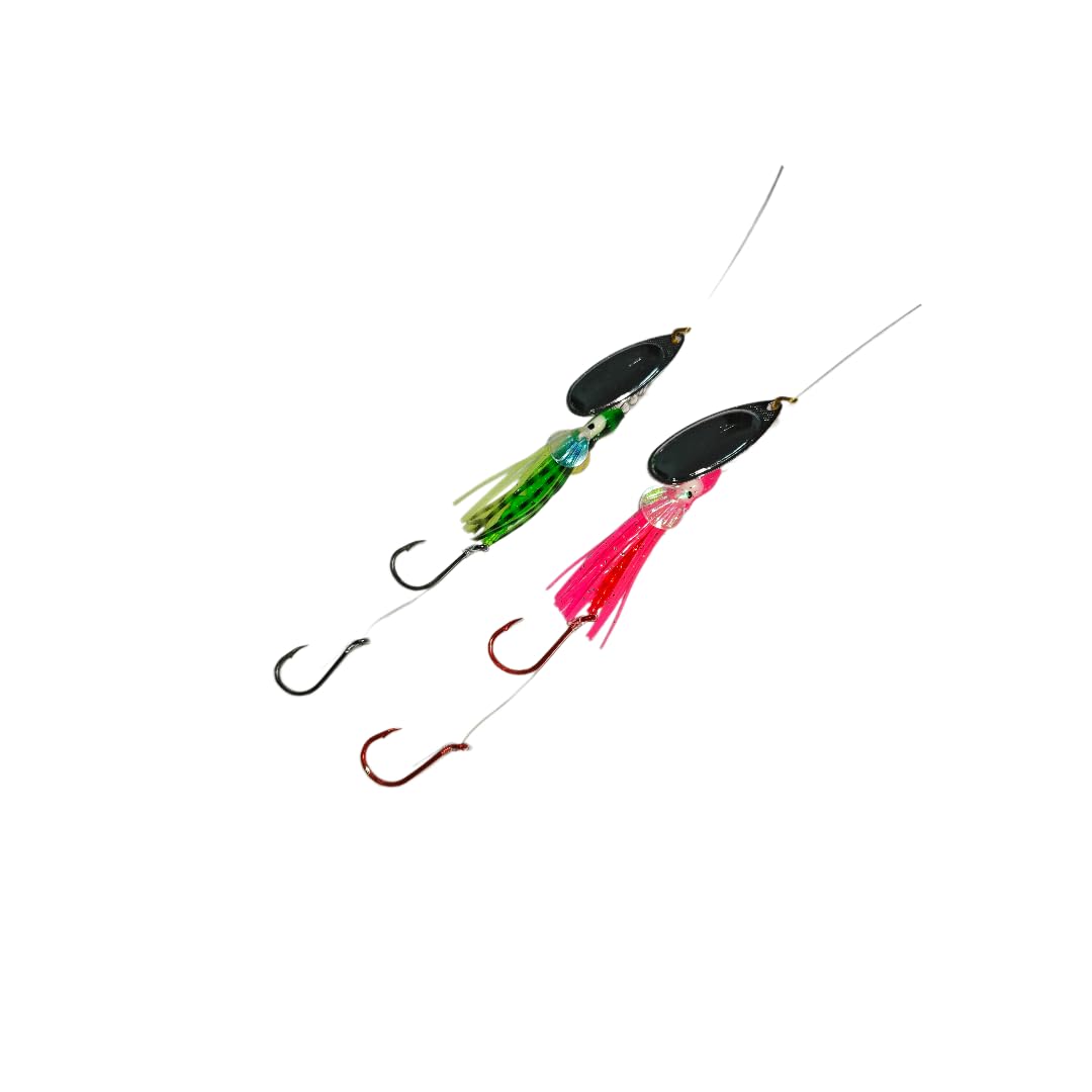Loch Ness Tackle early-season squid skirt lure in green and pink – UV coated 2.5 inch