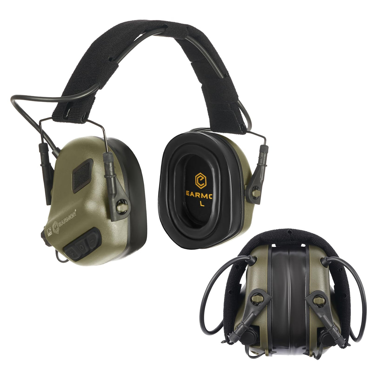 EARMOR M31 PLUS connectorized headset closeup demonstrates rugged build for field use