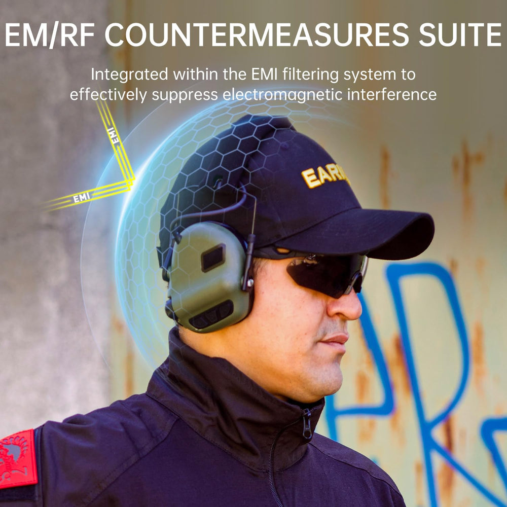 EARMOR M31 PLUS sound localization closeup emphasizes speech enhancement in noisy environments