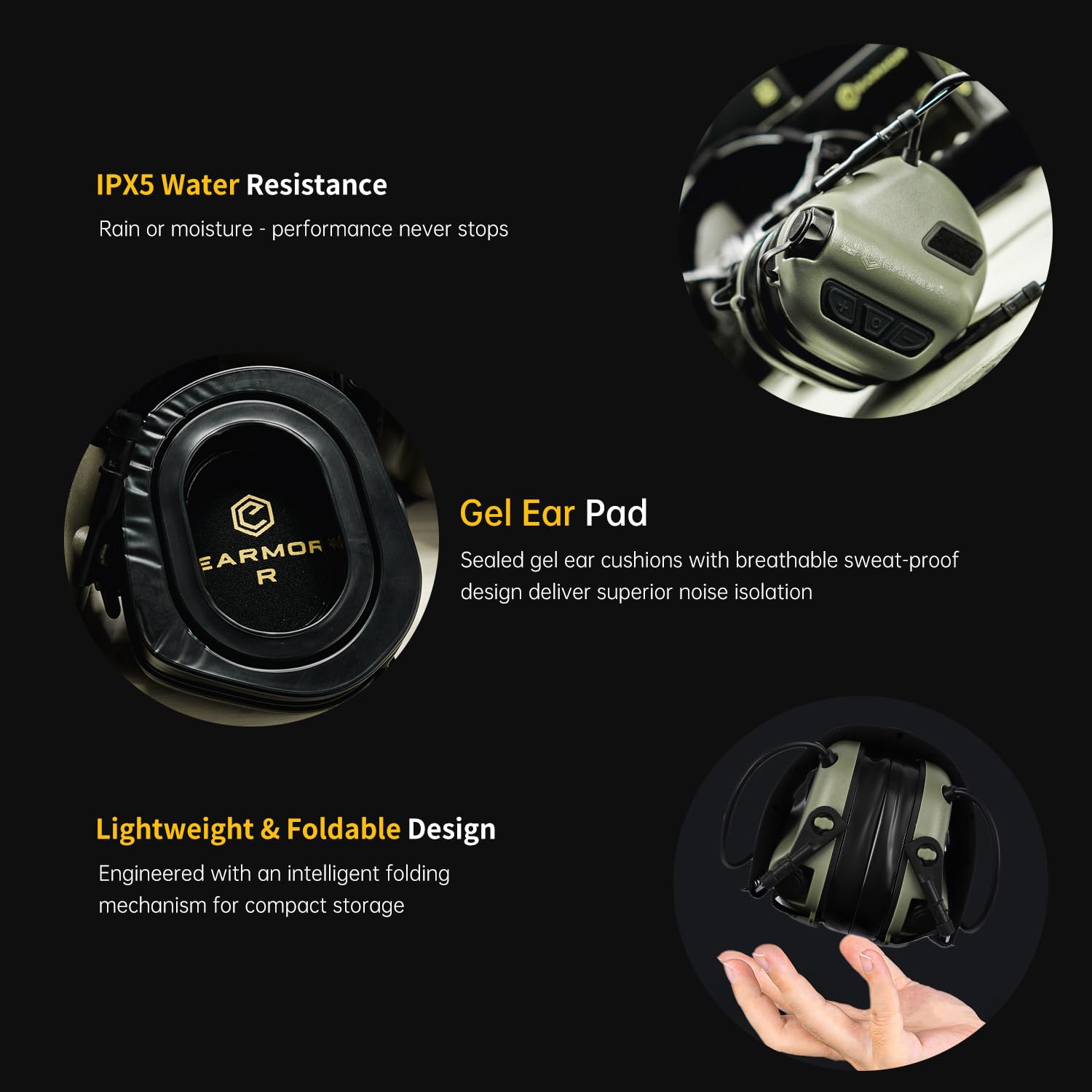 EARMOR M31 PLUS 5-level volume control closeup demonstrates customizable amplification