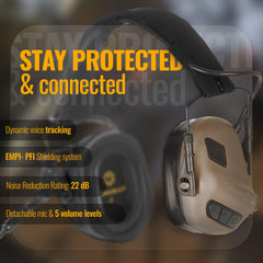 EARMOR M32 Plus with 22 dB NRR protection for loud shooting environments.
