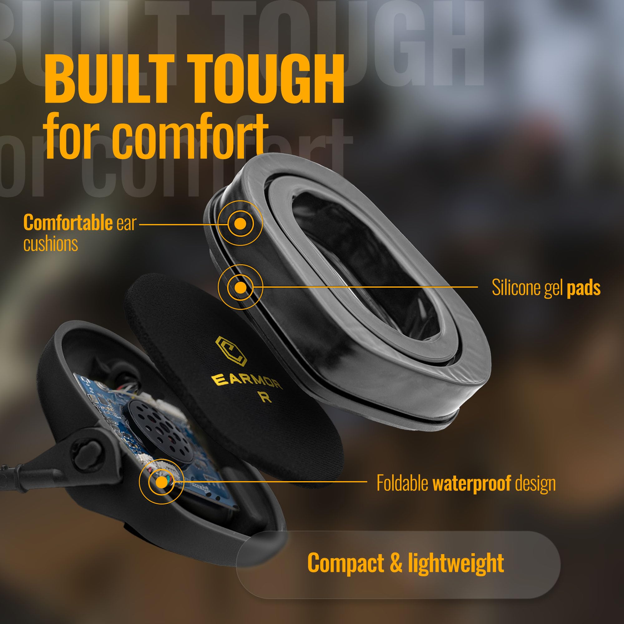 EARMOR M32 Plus IPX5 rating withstands rain and dust in challenging environments.