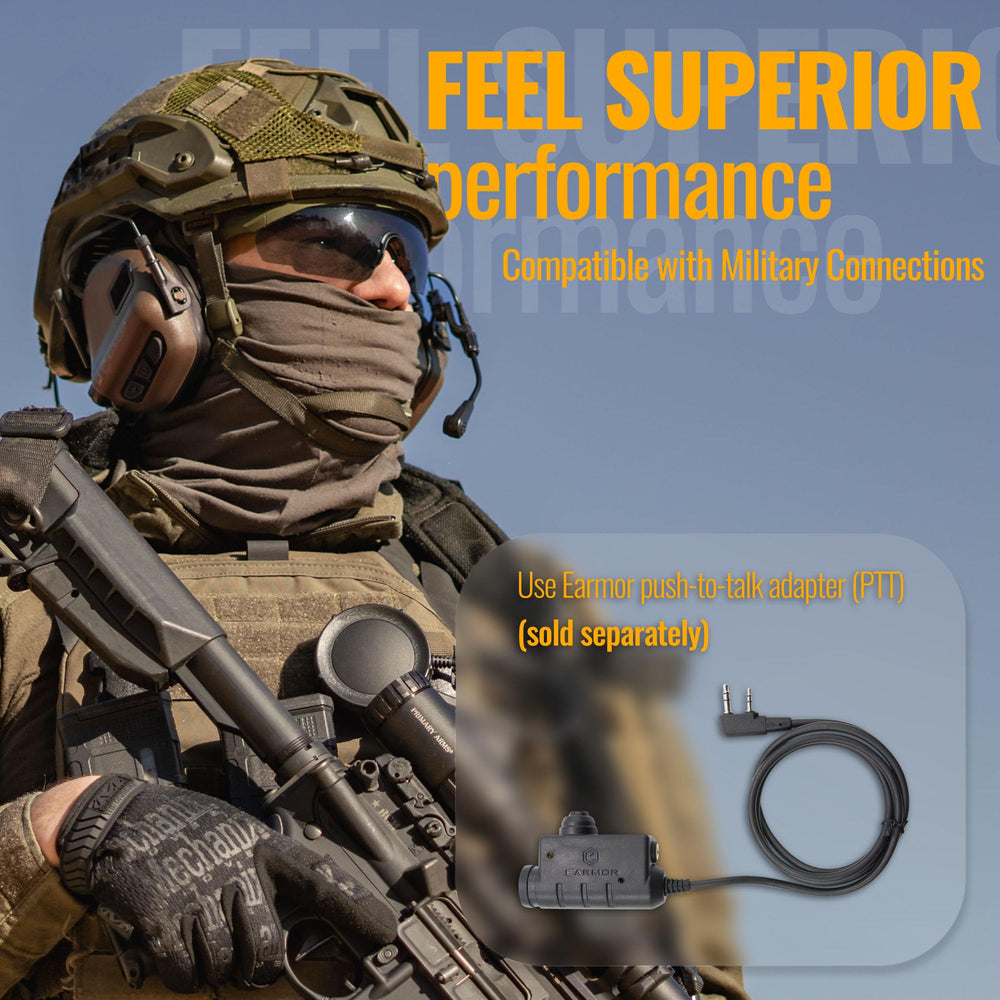 EARMOR M32 Plus NATO TP120 connector ensures stable PTT compatibility.