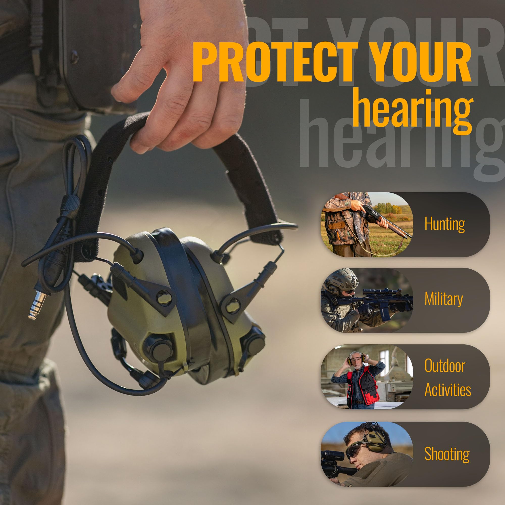EARMOR M32 Plus orange variant for high visibility and quick identification.
