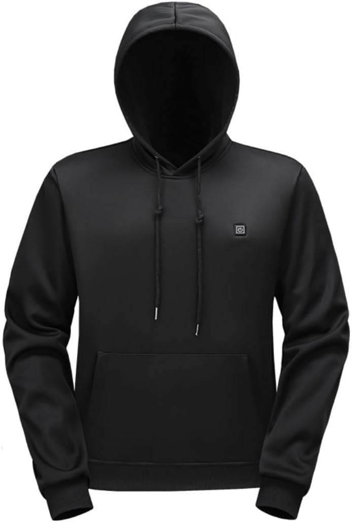 Earneo heated hoodie durable black polyester outer shell for daily winter wear