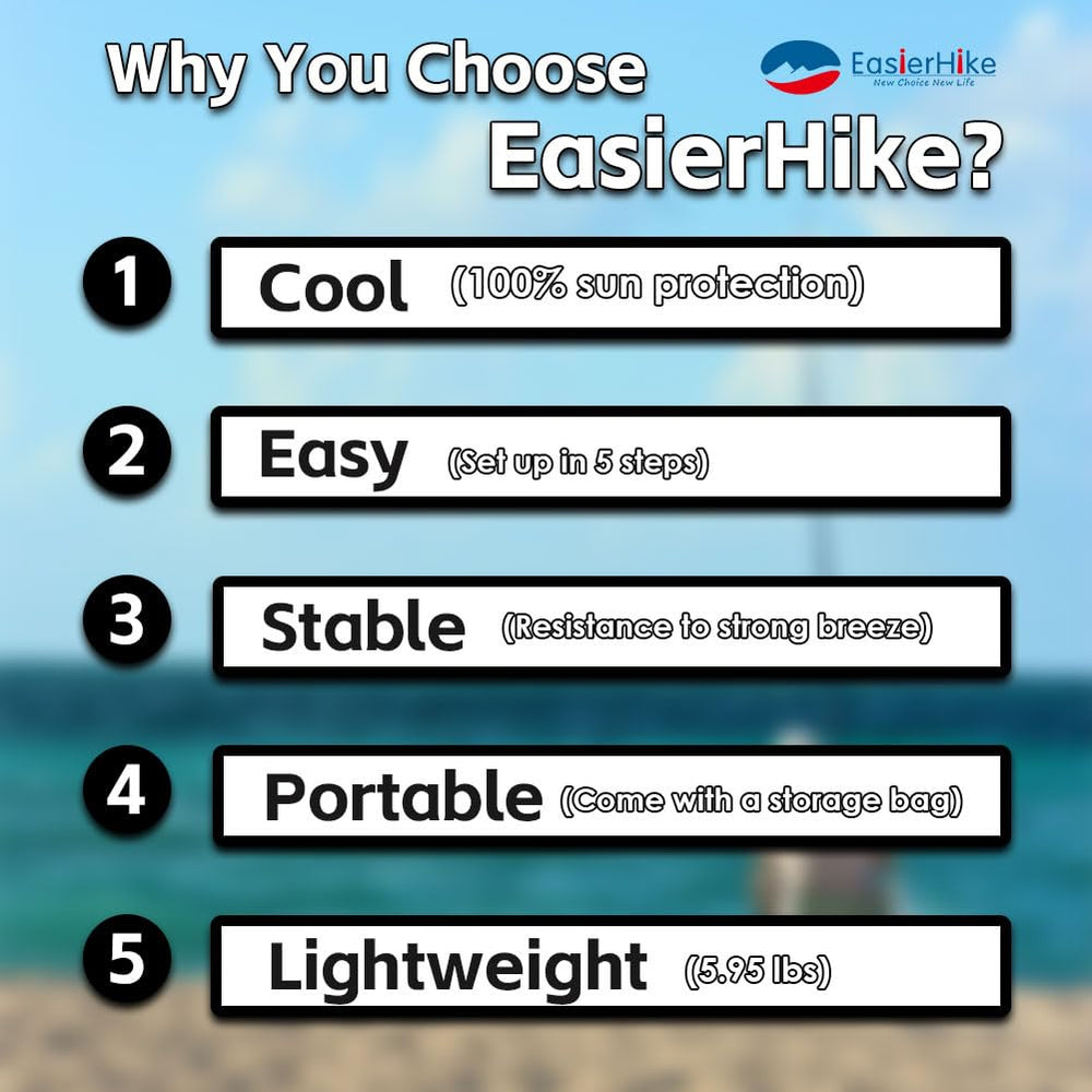 EasierHike Beach Shade Tent includes 4 sandbags for added stability on sand