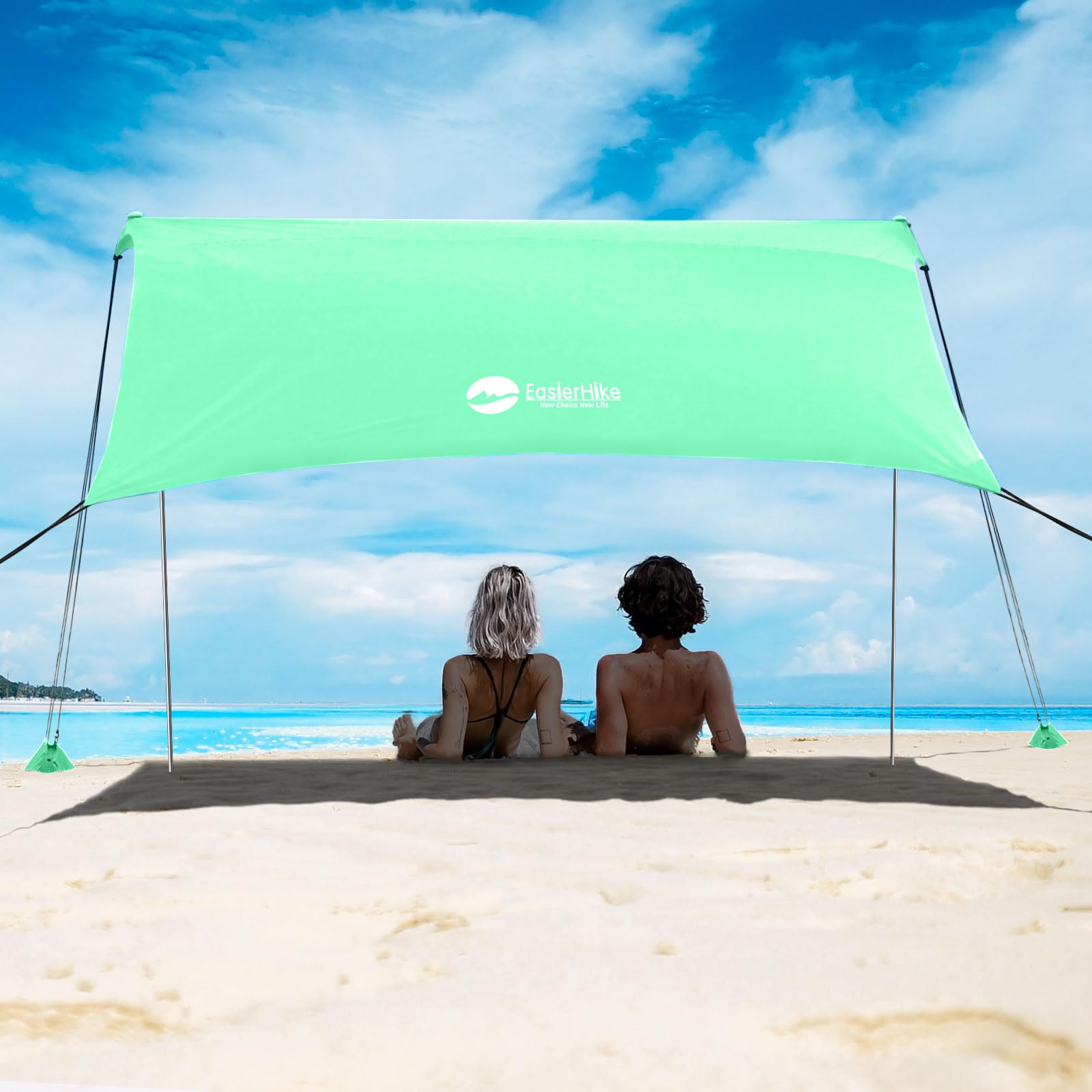 EasierHike Beach Shade Tent setup shows quick pop-up shade for family day