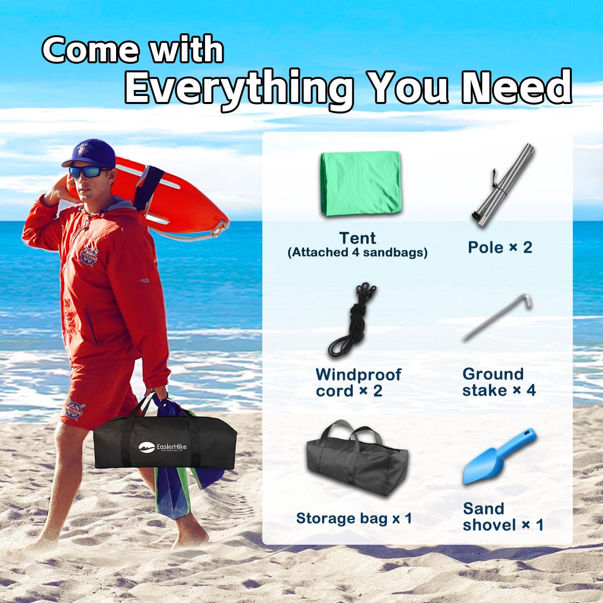 EasierHike Beach Shade Tent water-resistant fabric protects from spills during outings
