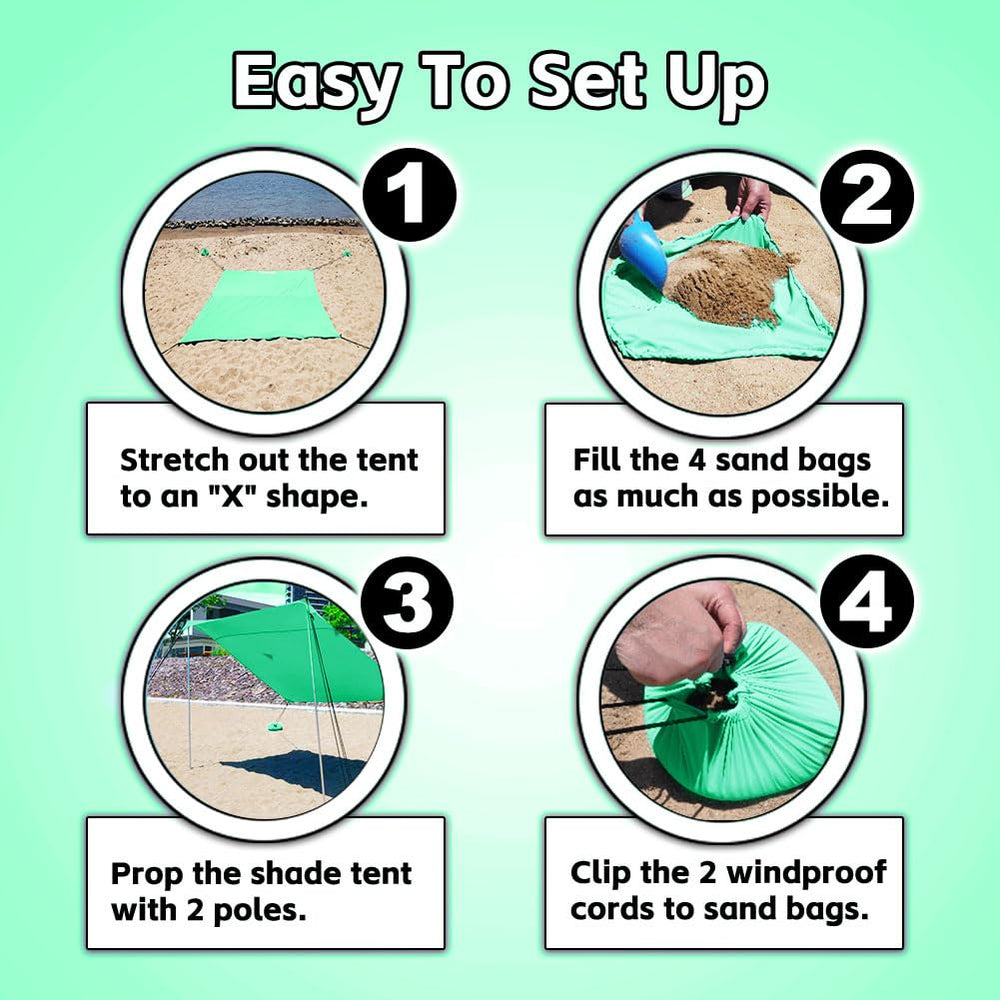 EasierHike Beach Shade Tent wind stability with sandbags keeps shade steady on breezy days