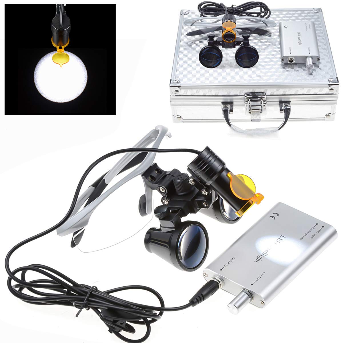 EAST 5W LED headlight loupe clip-on with magnification for precise dental procedures.