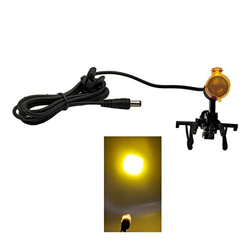 East clip clamp attached to a dental loupe for hands-free lighting during exams.