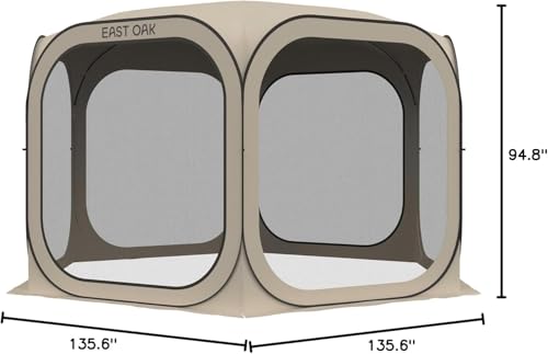 East Oak Screen House portable design with carry bag for travel.