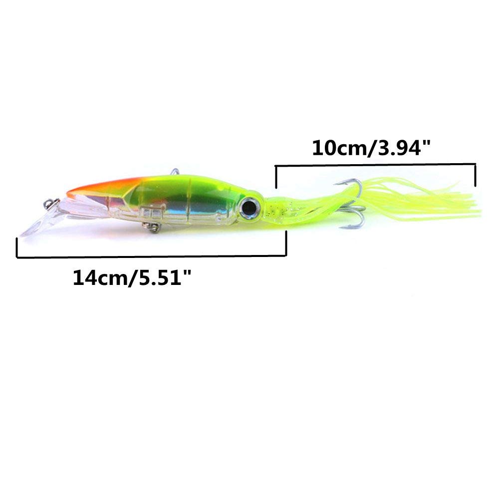 East Rain Squid Swimbait Color B shows bright pattern for versatile freshwater and saltwater use