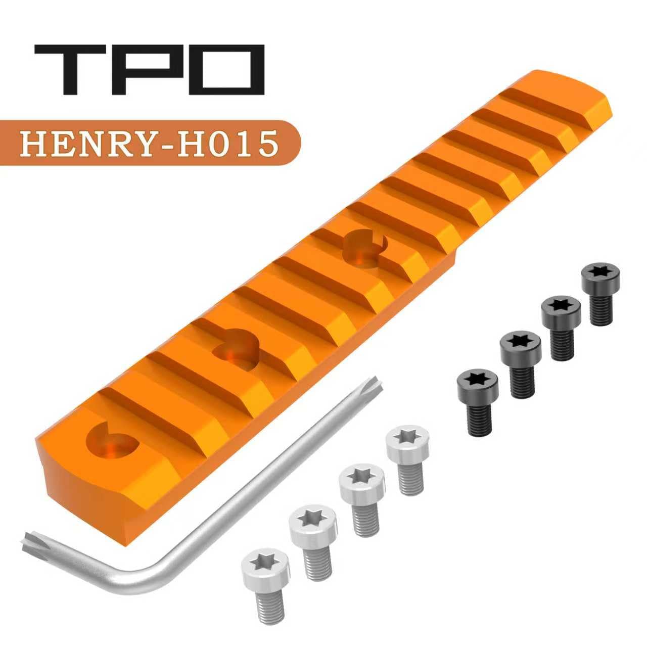 Henry H015 orange rail mount attached to Mossberg mounting holes for secure install
