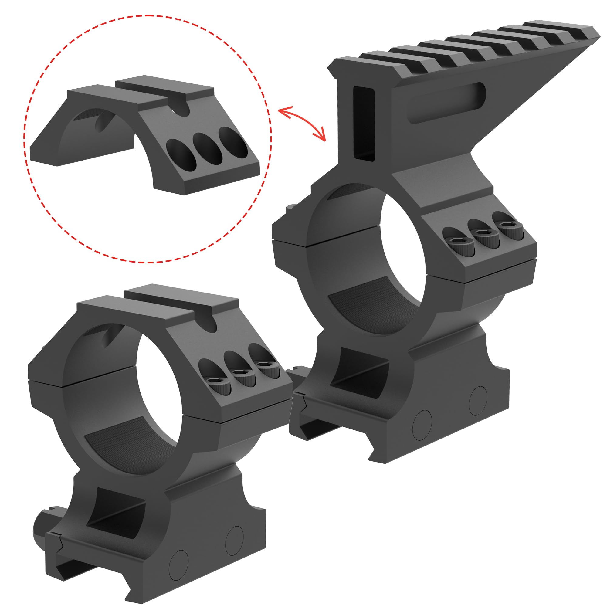 Eastern Tactical Supply 34mm scope rings side profile with bolts showing secure clamping