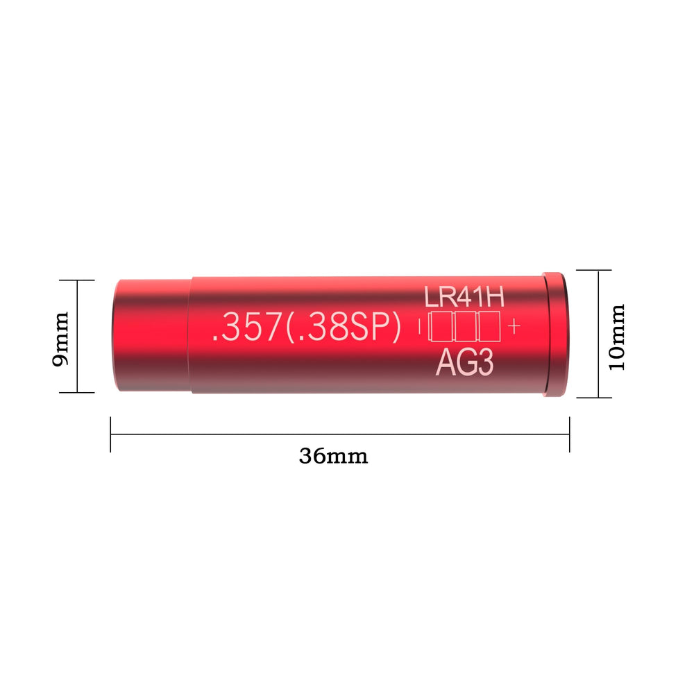 Eastern Tactical Supply 357 bore sight battery kit included for immediate use.
