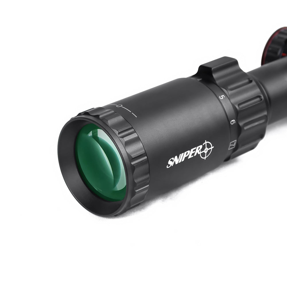 Eastern Tactical Supply crossbow scope 2-7x32 green illuminated reticle aids low-light shooting.