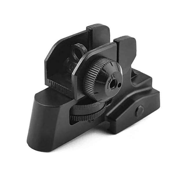 Eastern Tactical Supply dual aperture allows quick windage and elevation tweaks.