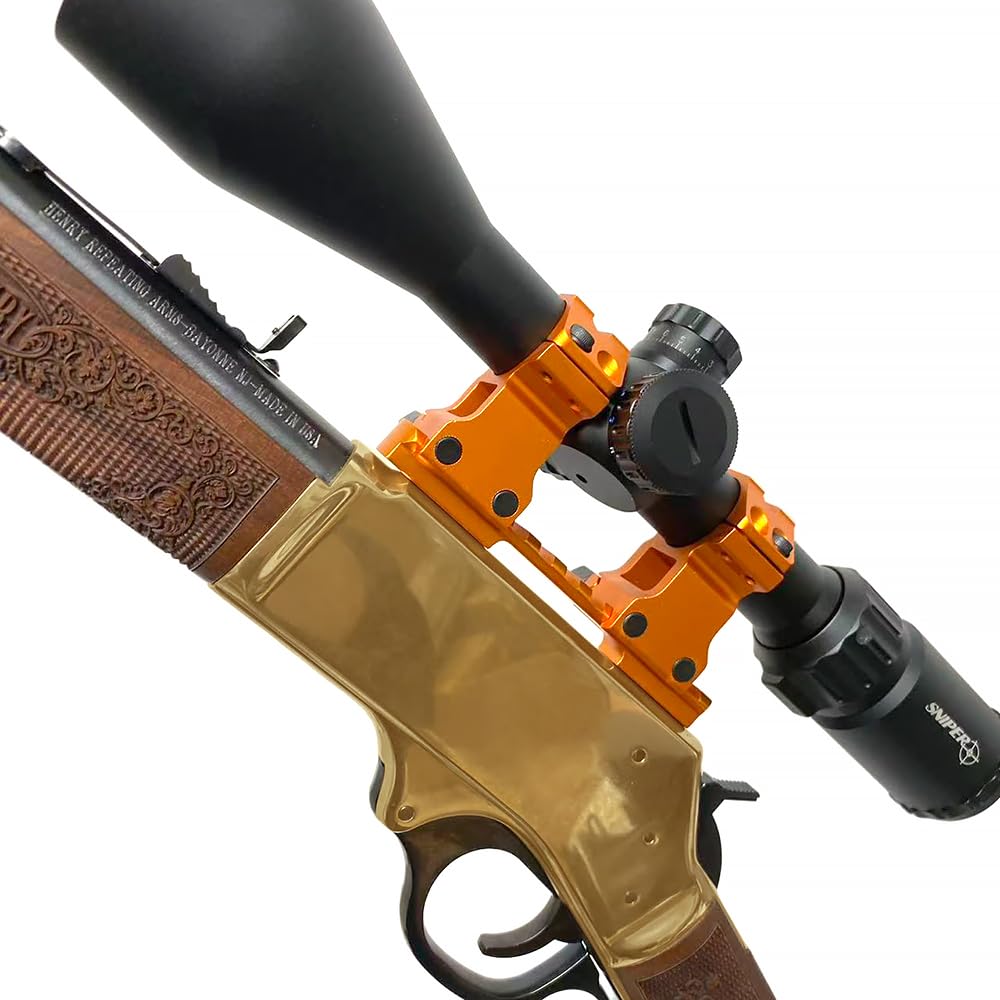 Orange finish on Henry H024 rail mount for easy visibility.