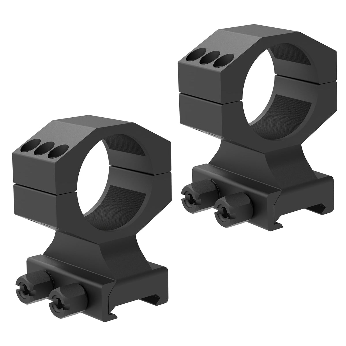 Eastern Tactical Supply 34mm scope rings on Picatinny rail provide secure mounting for precise optics.