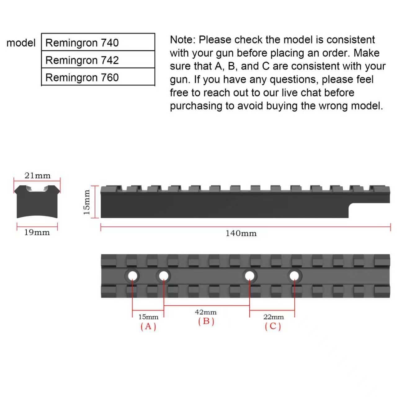 Eastern Tactical Supply Remington 760 rail mount top view showing compact base