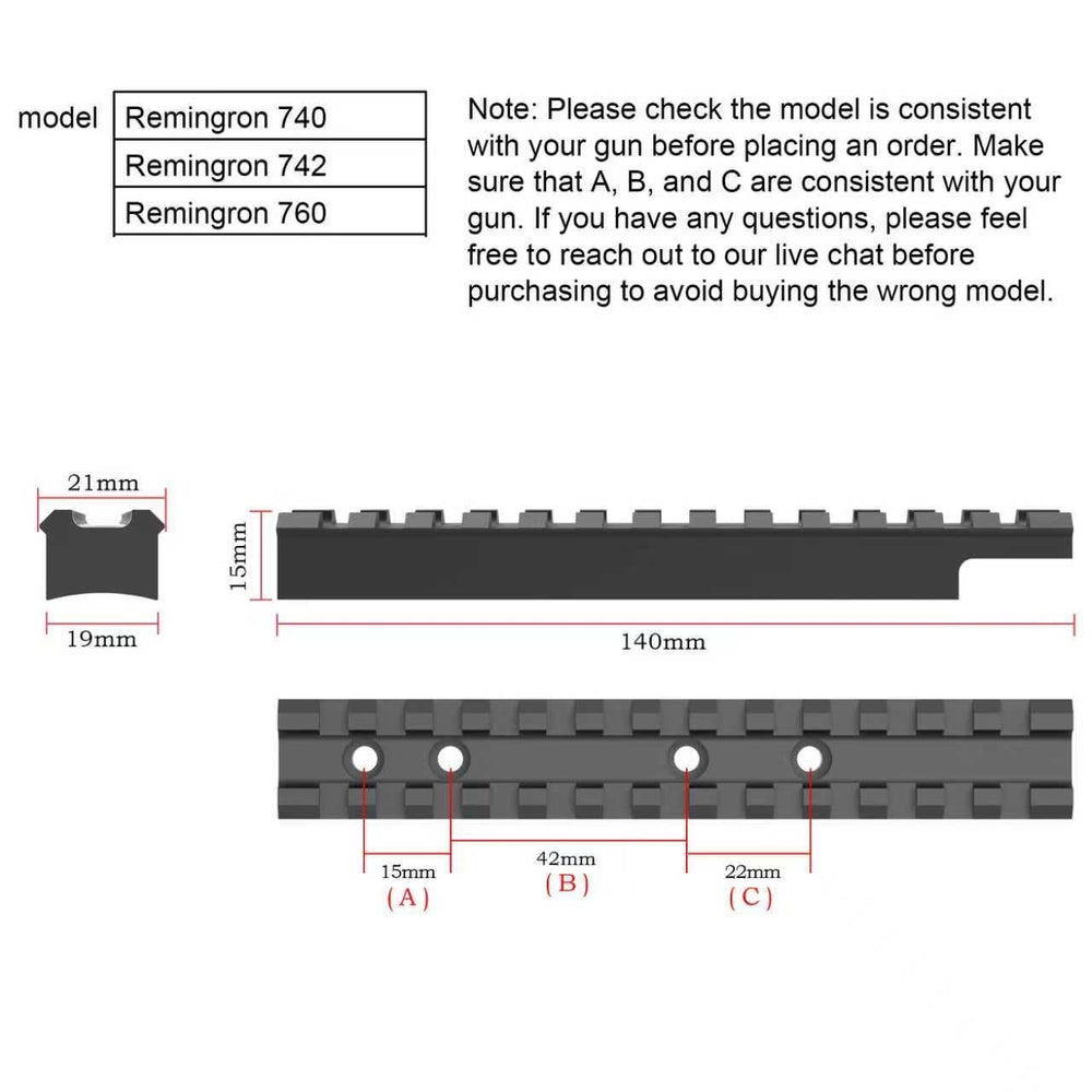 Eastern Tactical Supply Remington 760 rail mount top view showing compact base