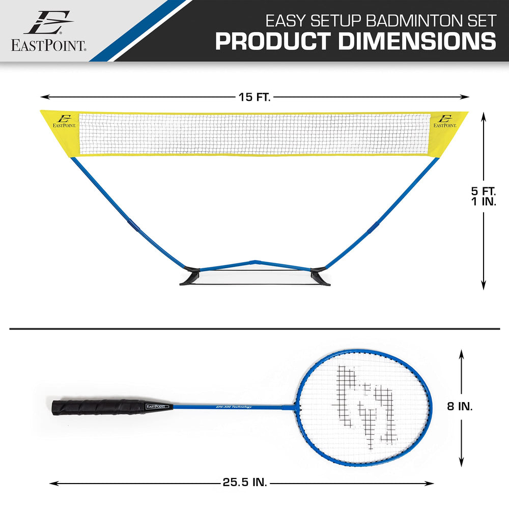 EastPoint Sports Badminton rackets and shuttlecocks highlight durable grip and playability