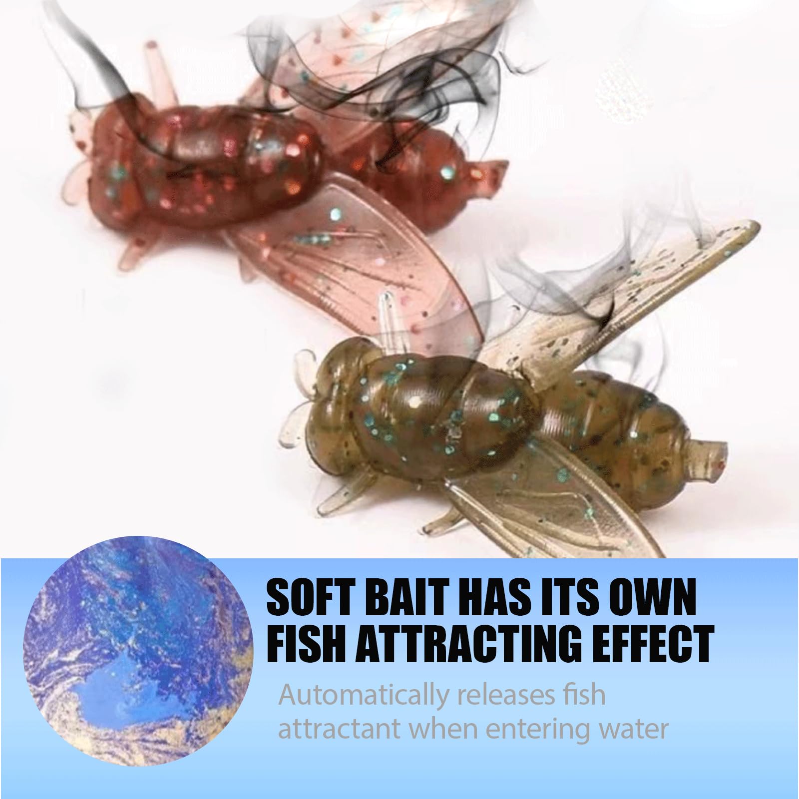 Soft bait with propeller tail on lure in water