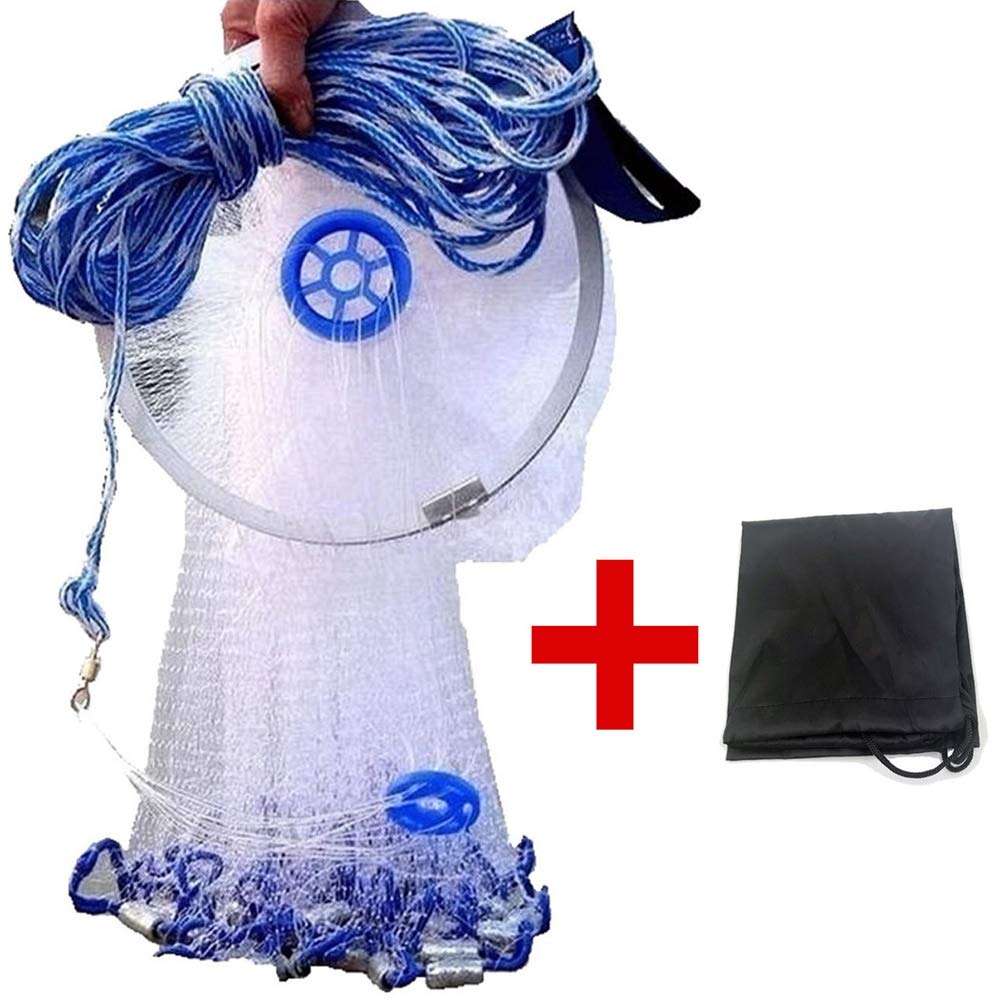 EASY BIG cast net with aluminum frame ready for a smooth throw and quick bait collection.
