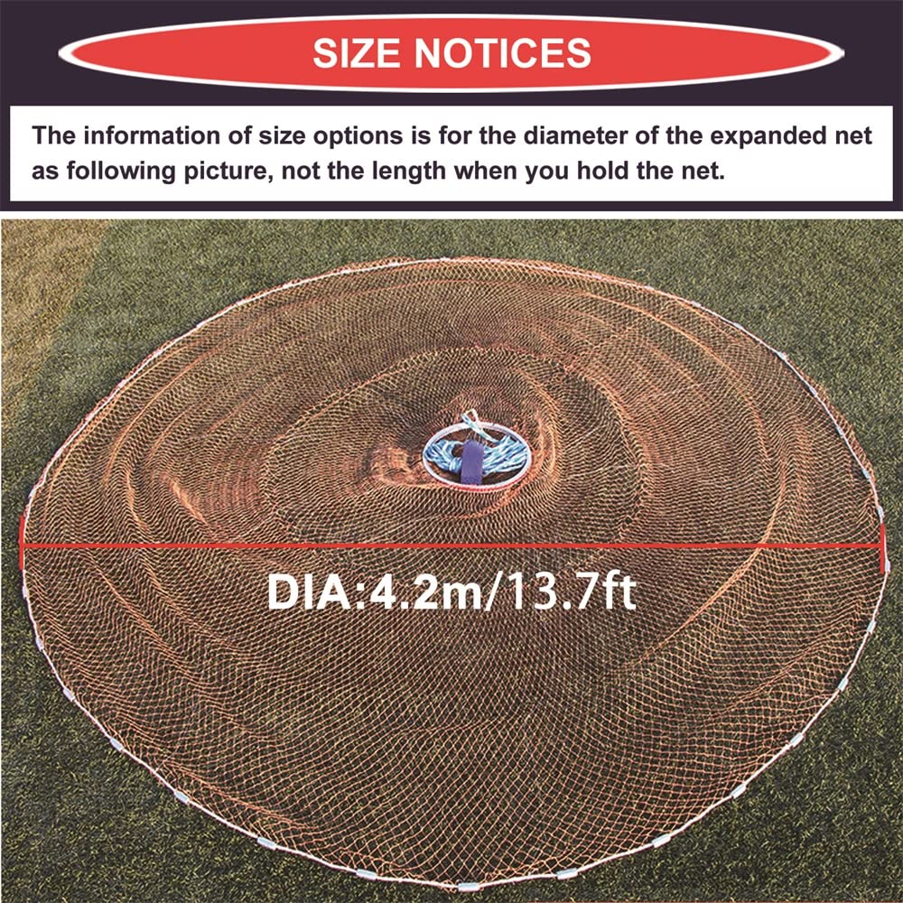 EASY BIG cast net uses a durable sinker weight for fast sinking and bottom seal.