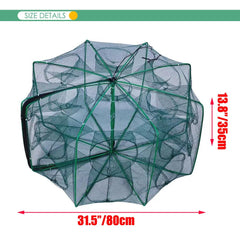 Open foldable bait trap net showing 360-degree design