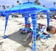 Easy Go Cabana Beach Blue side view under sun comfort