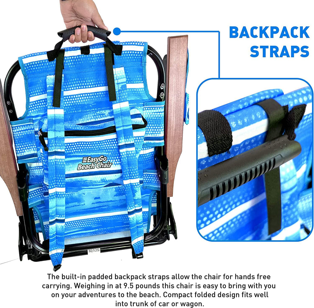EasyGo Product Beach Chair back pocket keeps essentials within reach.