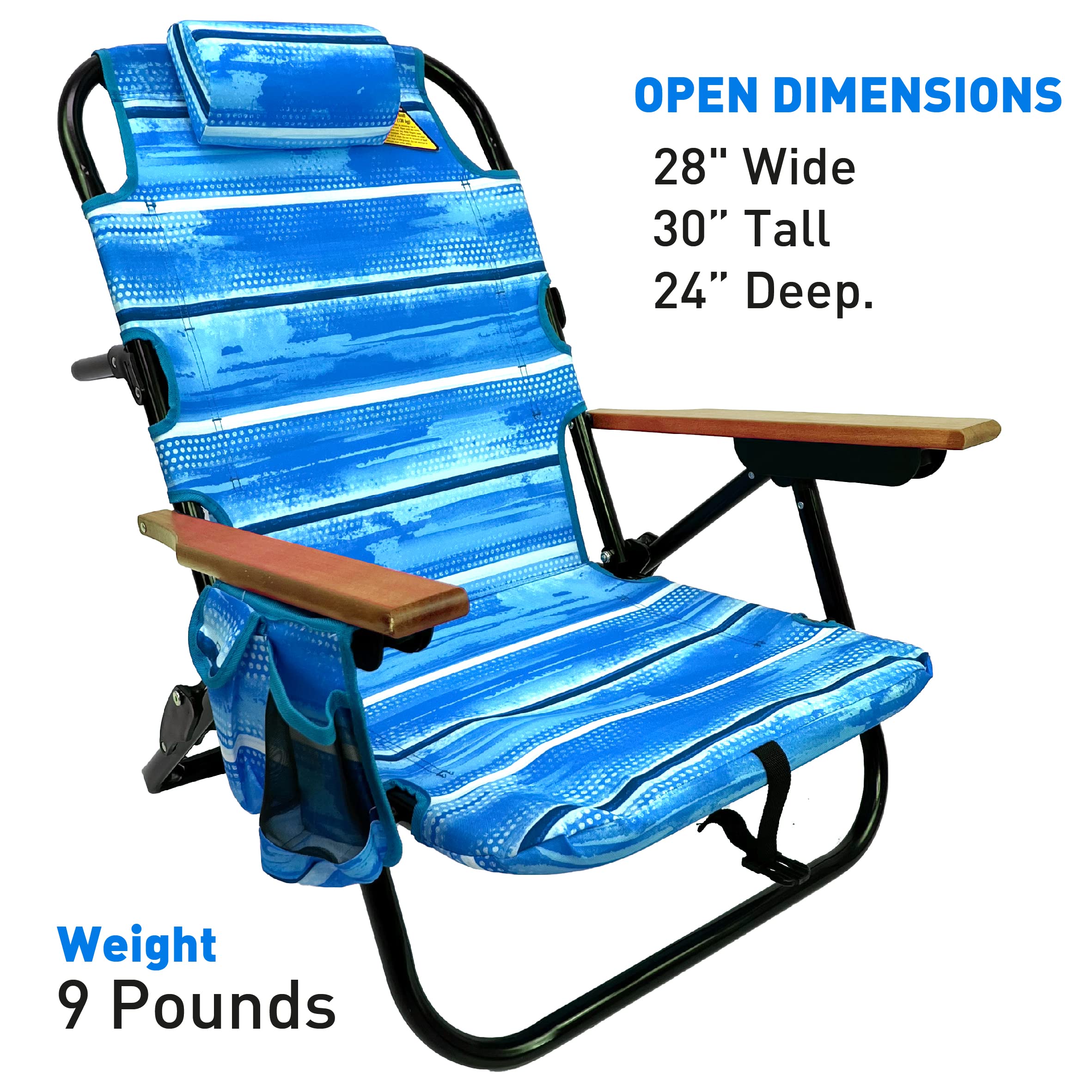 EasyGo Product blue padded pillow adds comfort during long seaside sits